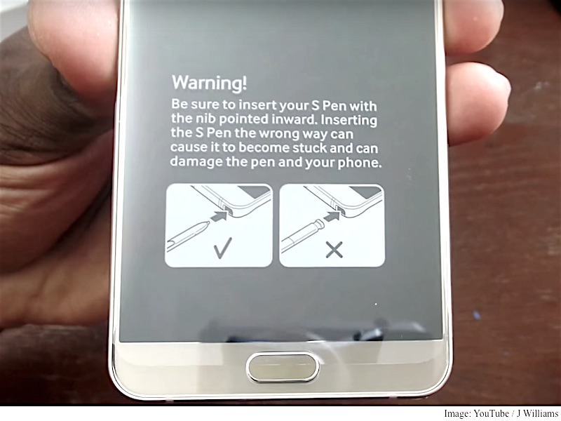Samsung Puts Sticker on Galaxy Note 5 Warning Not to Insert S Pen Backwards