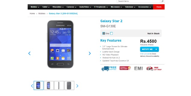 Samsung Galaxy Star 2 Now Listed on Company Site at Rs. 4,580