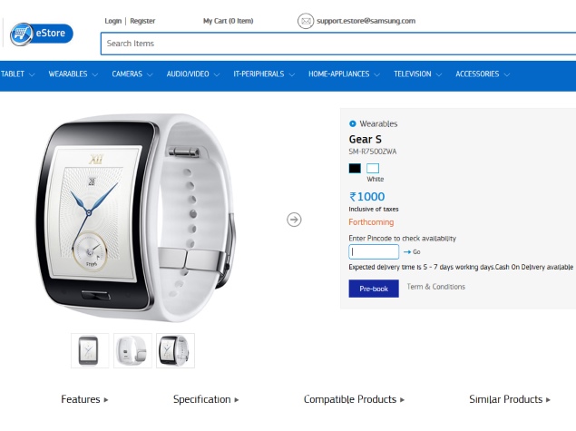 Samsung Gear S Tizen-Based Smartwatch Goes Up for Pre-Orders in India