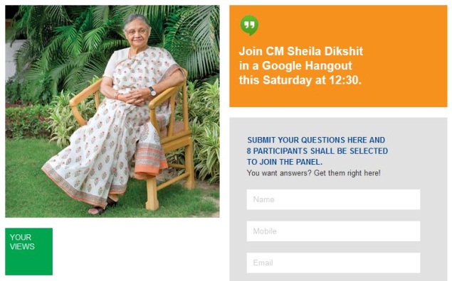 Delhi chief minister Sheila Dikshit to 'Hangout' with citizens on Google +