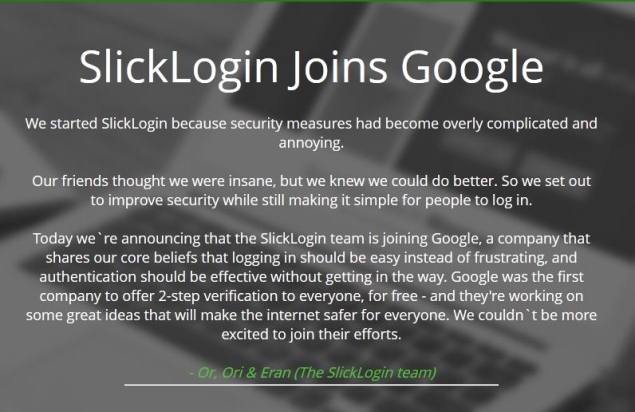 Google acquires SlickLogin Israeli security start-up