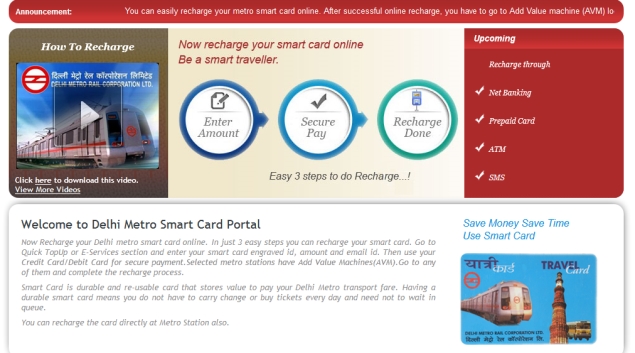 Delhi Metro commuters can now recharge smart cards online