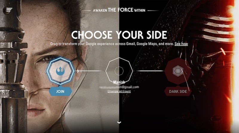 Google Star Wars Customisations Present a Choice: Light or Dark Side