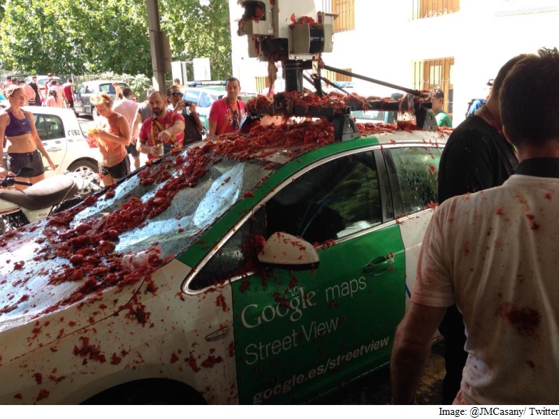 Google Street View Car Targeted by Tomato Throwers in Spain