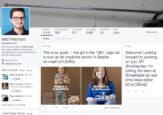 Twitter testing revamped profile design similar to Facebook, Google+