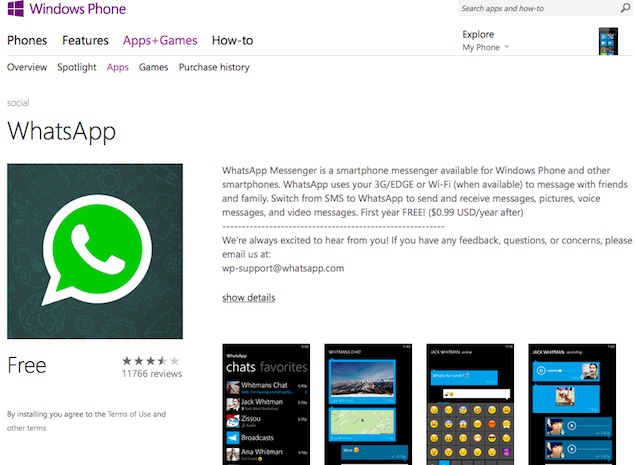 WhatsApp Back on Windows Phone Store Nearly Two Weeks After Removal