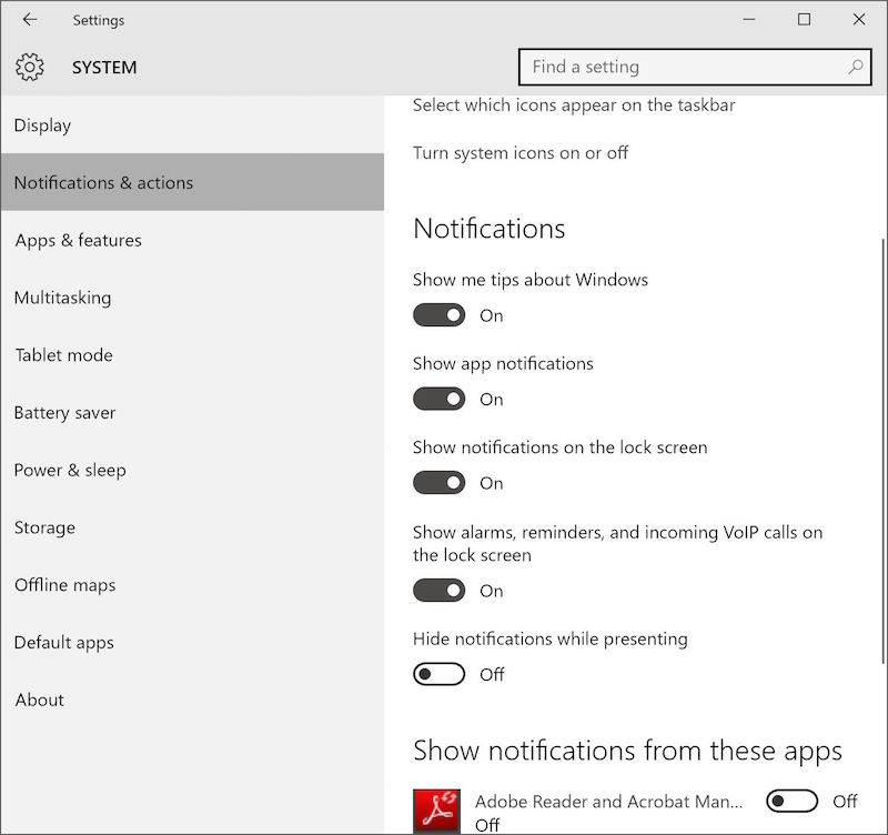 windows 10 turn off skype video notifications