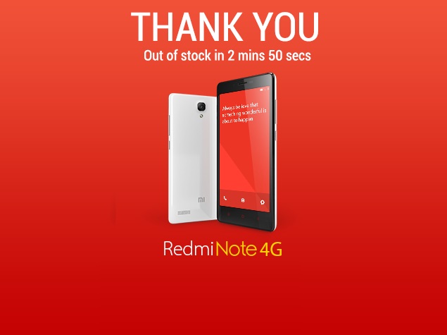 50,000 Redmi Note 4G Units Go Out of Stock in 2 Minutes 50 Seconds: Xiaomi