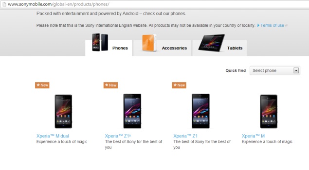 Xperia Z1s, the mini-variant of Xperia Z1, gets briefly listed on Sony's site
