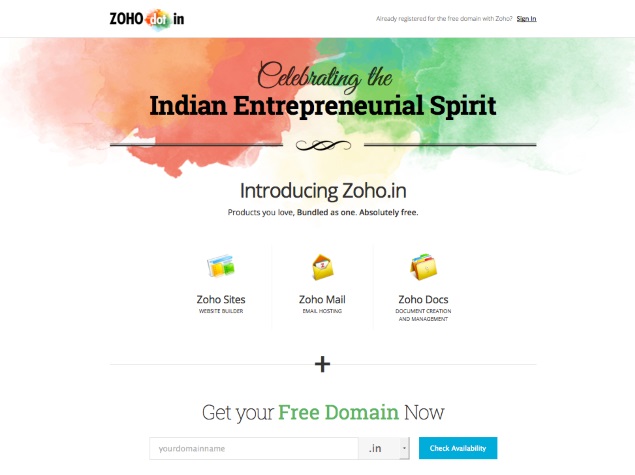 Zoho Now Offering Free .in and .co.in Domains to Businesses in India