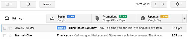 Gmail gets a new tabbed interface