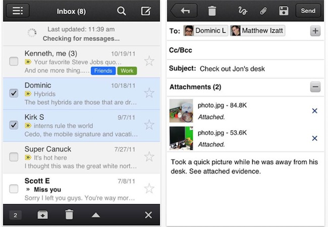 Gmail iOS app adds Notification Center support, persistent login