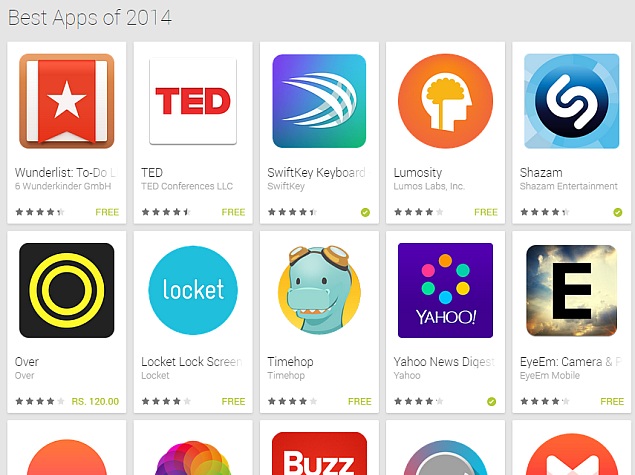 Google Unveils 'Best Apps of 2014' Section on Play Store