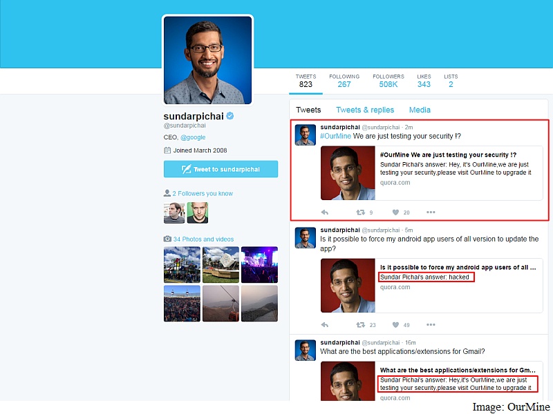Google CEO Sundar Pichai's Quora Account Hacked Google CEO Sundar Pichai's Quora Account Hacked