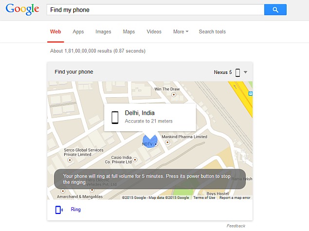 Type 'Find My Phone' in Google to Locate Your Android Phone