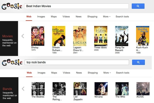 Top rock bands? Best Indian movies? Google adds on-the-spot answers