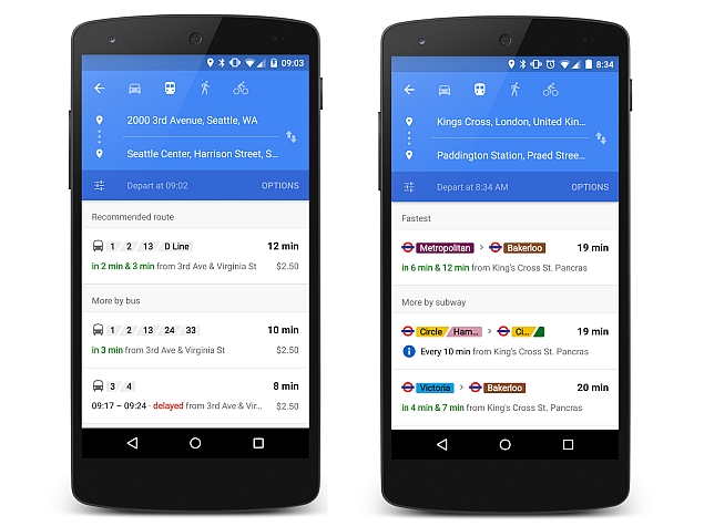 Google Maps Now Shows Real-Time Transit Information in Select Regions