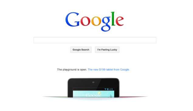 Nexus 7 tablet shows up in a rare ad on Google's homepage