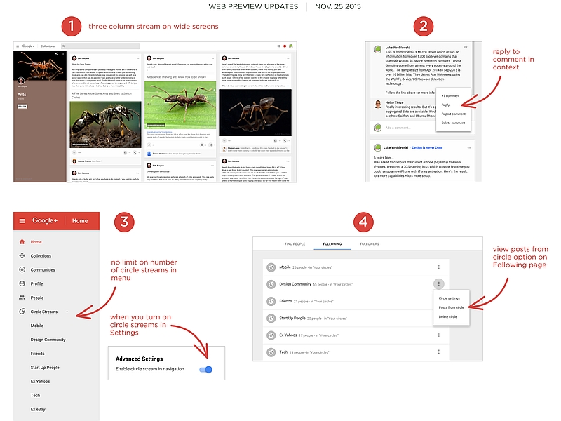 Revamped Google+ Web Interface Gets With 3-Column Stream View and More