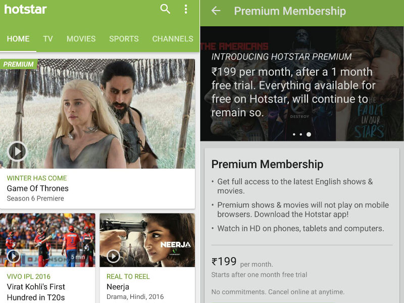 Hotstar Launches Rs. 199 Premium Subscriptions, Offers Same Day TV Broadcasts of US TV Shows