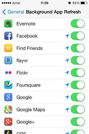 iOS 7 background app refresh controls