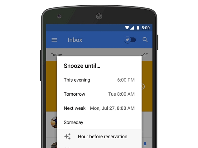 Inbox by Gmail Updated With Improved Snooze Option