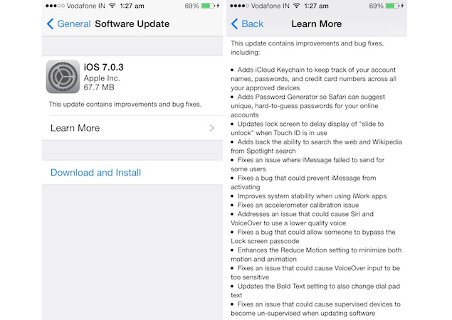 Apple releases iOS 7.0.3 update, brings iCloud Keychain, iMessage fixes, and more