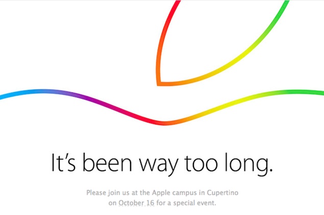 Apple Sends Invitations for October 16 Special Event: 'It's Been Way Too Long'