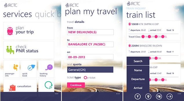 IRCTC launches railway ticket booking apps for Windows 8 and Windows Phone 8