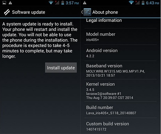 Lava Iris 405+ Now Receiving Android 4.4.2 KitKat Update