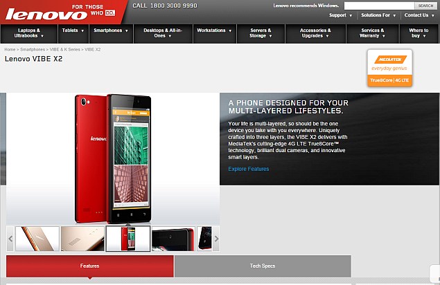 Lenovo Vibe X2 With 2GHz Octa-Core SoC Listed on Company's India Site