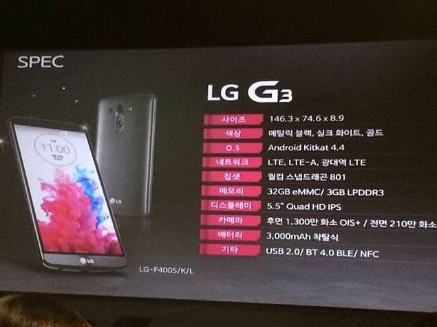 LG G3 Specifications Detailed in Alleged Official Presentation Slides