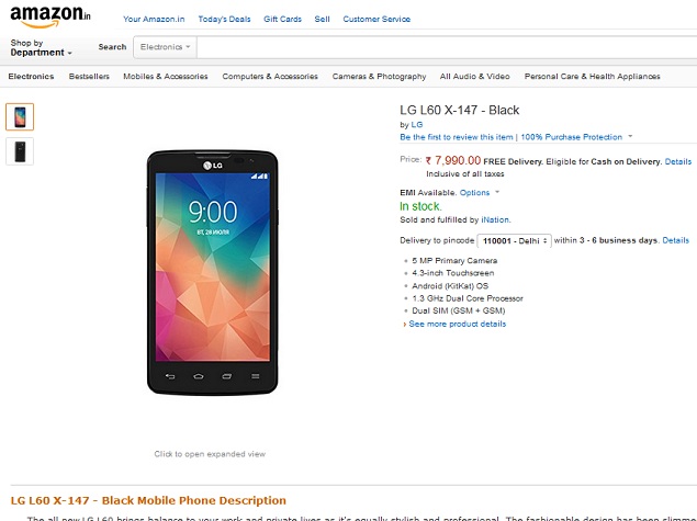LG L60 With Android 4.4.2 KitKat Now Available Online at Rs. 7,999