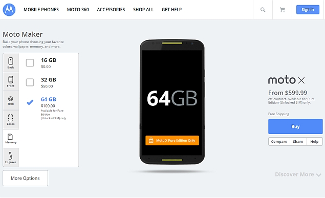 Moto X (Gen. 2) 'Pure Edition' With 64GB Storage Launched