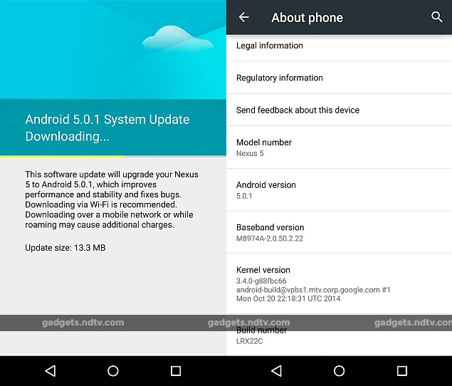Android 5.0.1 Lollipop Update Rolling Out to Nexus 4 and Nexus 5 in India