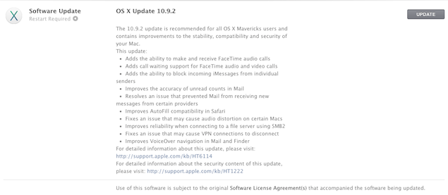 OS X Mavericks v10.9.2 update brings SSL fix, FaceTime audio and call waiting, more