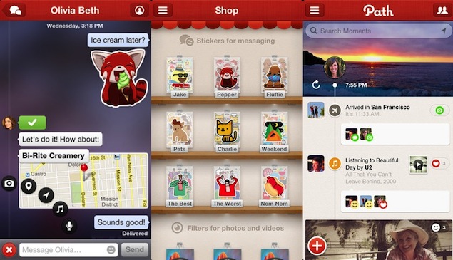 Social networking app Path adds private messaging, stickers in v3.0 update