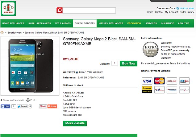 Samsung Galaxy Mega 2 Goes on Sale in Malaysia Ahead of Official Launch