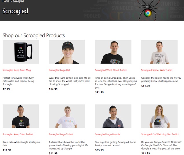 Microsoft takes Scroogled campaign to the next level with anti-Google merchandise