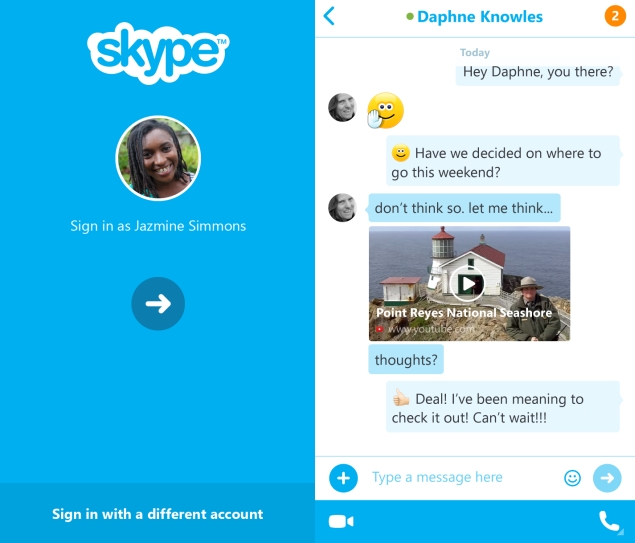 skype sign in available