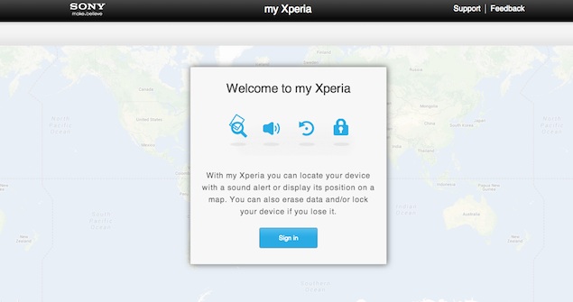 Sony Xperia smartphones getting my Xperia remote security service
