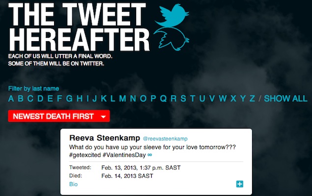 Website captures famous last tweets for posterity