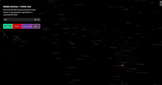 New heat map plots Twitter mobile usage across cities; Android dominates in India