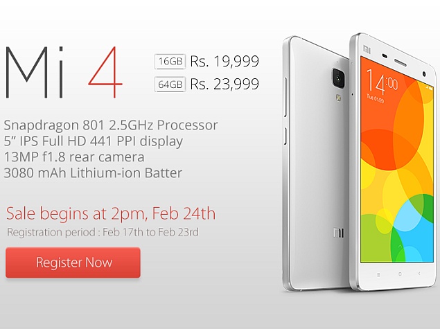 Xiaomi Mi 4 16GB and 64GB Variants to Go on Sale on Tuesday