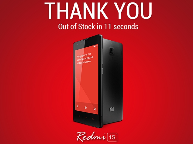 50,000 Redmi 1S Smartphones Go Out of Stock in 11 Seconds: Xiaomi