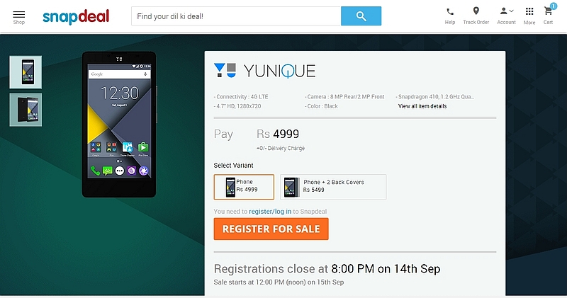 Yu Yunique With 4G Support Briefly Listed Online at Rs. 4,999 Ahead of Launch