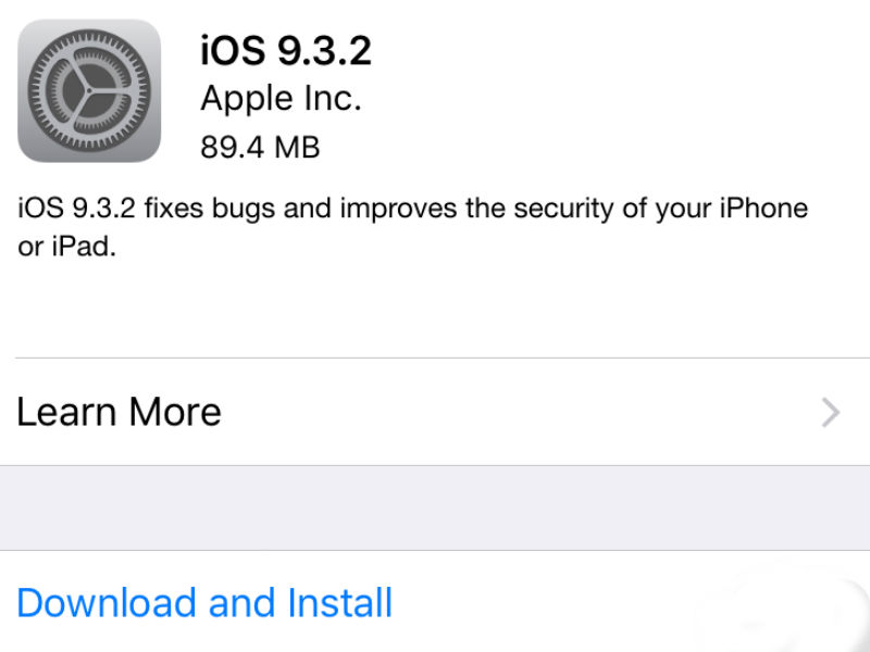 iOS 9.3.2 Now Available for Download; Brings Minor Improvements, Fixes