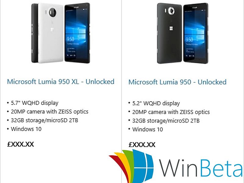 Lumia 950, Lumia 950 XL Briefly Listed on Microsoft Store