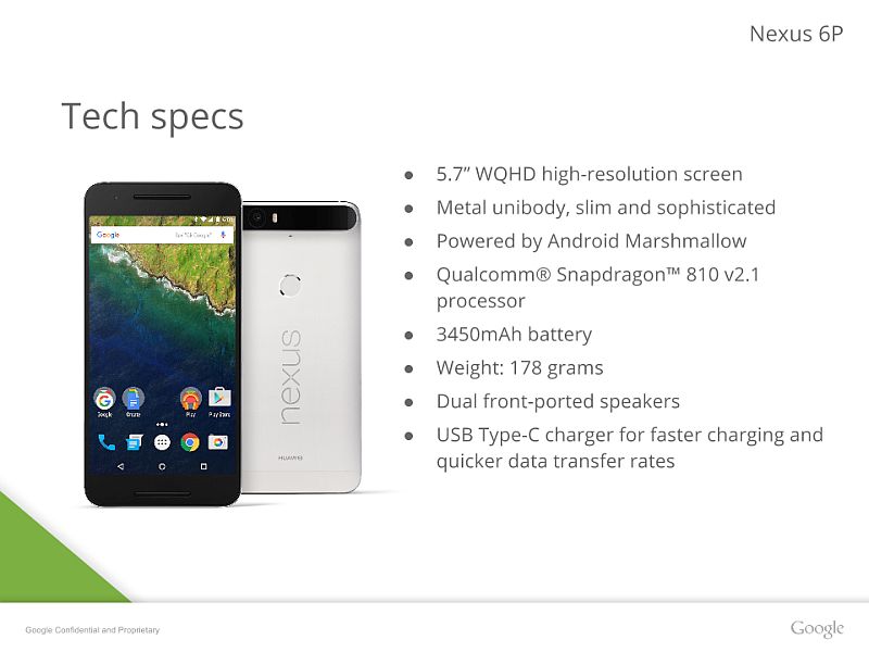 Nexus 6P Detailed in Leaked Presentation Slides Ahead of Tuesday Launch Nexus 6P Detailed in Leaked Presentation Slides Ahead of Tuesday Launch