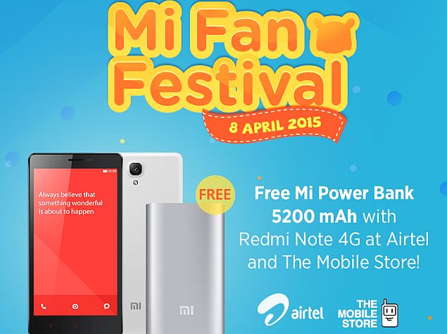 Xiaomi Redmi Note 4G Bundled With Free 5200mAh Mi Power Bank on Wednesday